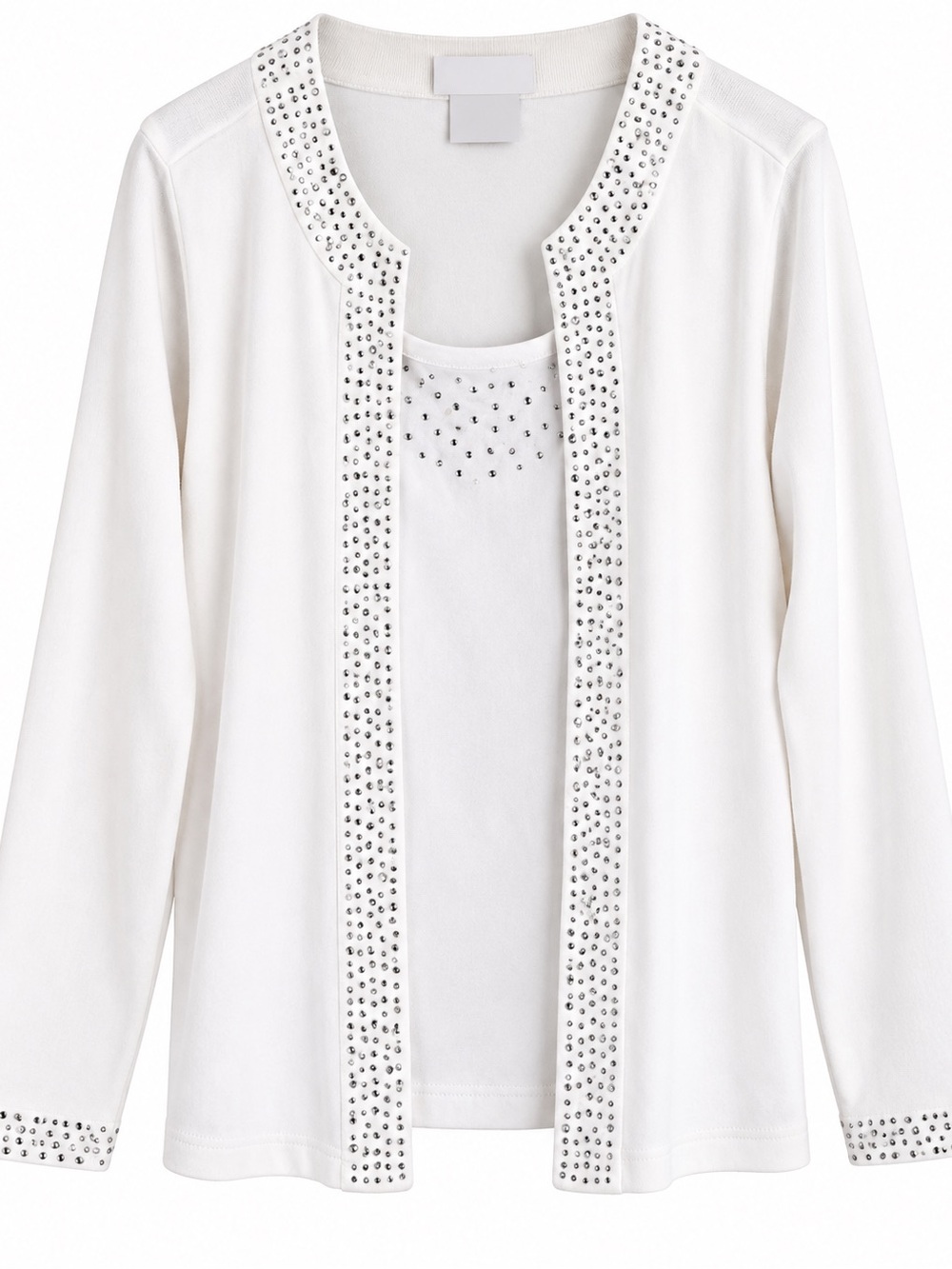 Quacker Factory Rhinestone Embellished Cardigan & Tank Size L NWT